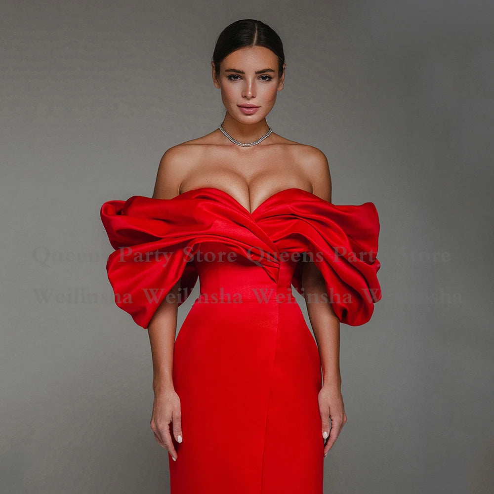 Robe de Bal de Forme Sirène Rouge en Satin