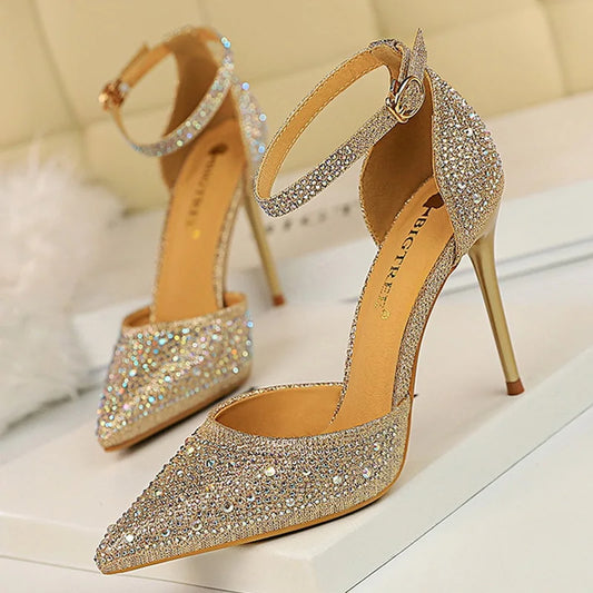 BIGTREE chaussures strass brillants talons