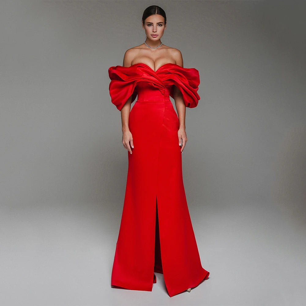 Robe de Bal de Forme Sirène Rouge en Satin