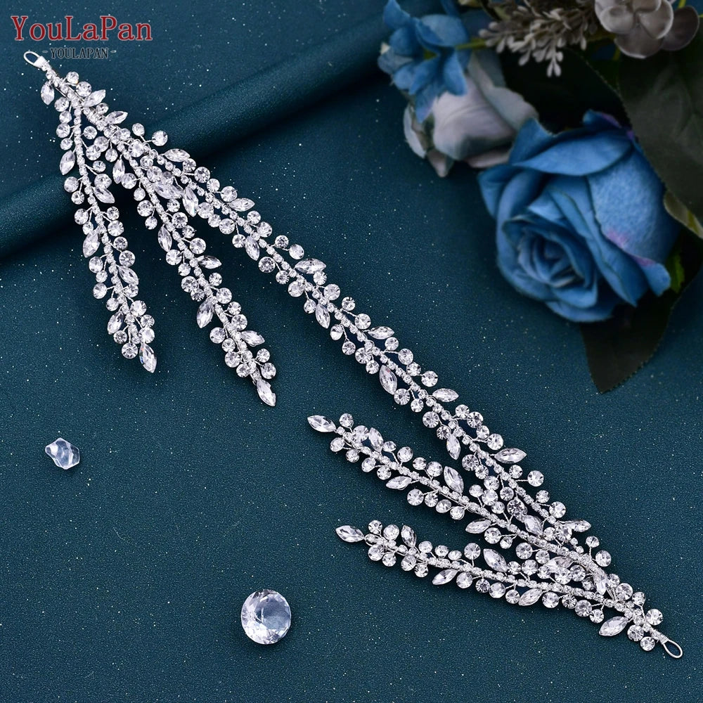 YouLaPan – accessoires de cheveux de mariage brillants, bijoux diadème de mariée pour femme, bandeau en strass, couvre-chef pour spectacle, HP496