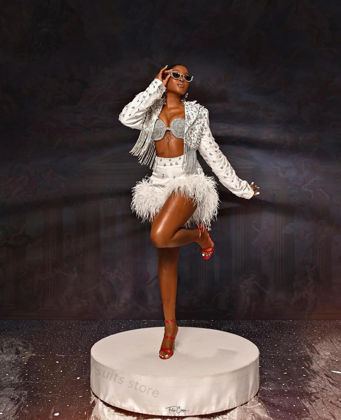 CitroWhite-Ensemble jupe-pantalon imbibé pour femme,