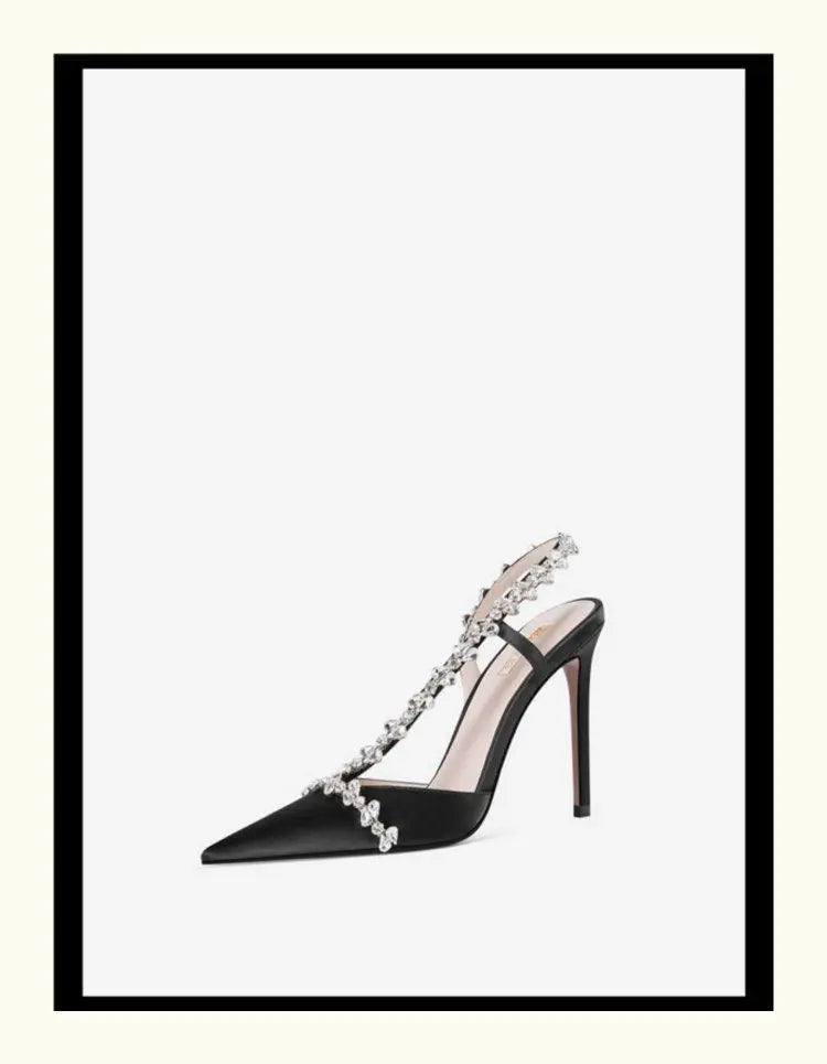 Sandales à strass en tissu de soie pour femmes