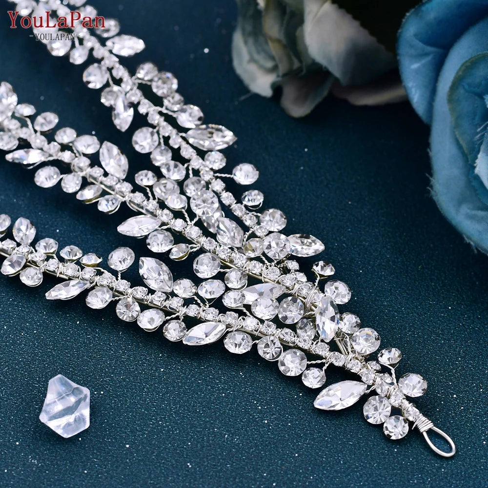 YouLaPan – accessoires de cheveux de mariage brillants, bijoux diadème de mariée pour femme, bandeau en strass, couvre-chef pour spectacle, HP496