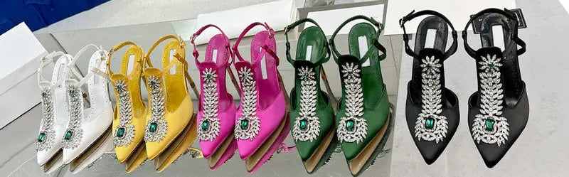 2025 luxe femmes talons hauts strass pointu mariage luxe tapis rouge