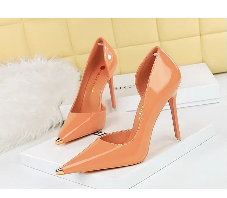 BIGTREE chaussures en cuir verni noir