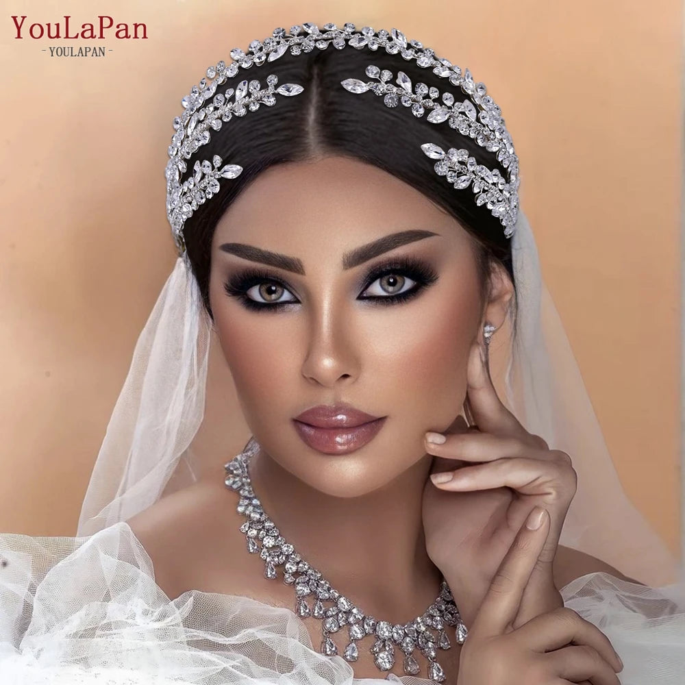 YouLaPan – accessoires de cheveux de mariage brillants, bijoux diadème de mariée pour femme, bandeau en strass, couvre-chef pour spectacle, HP496