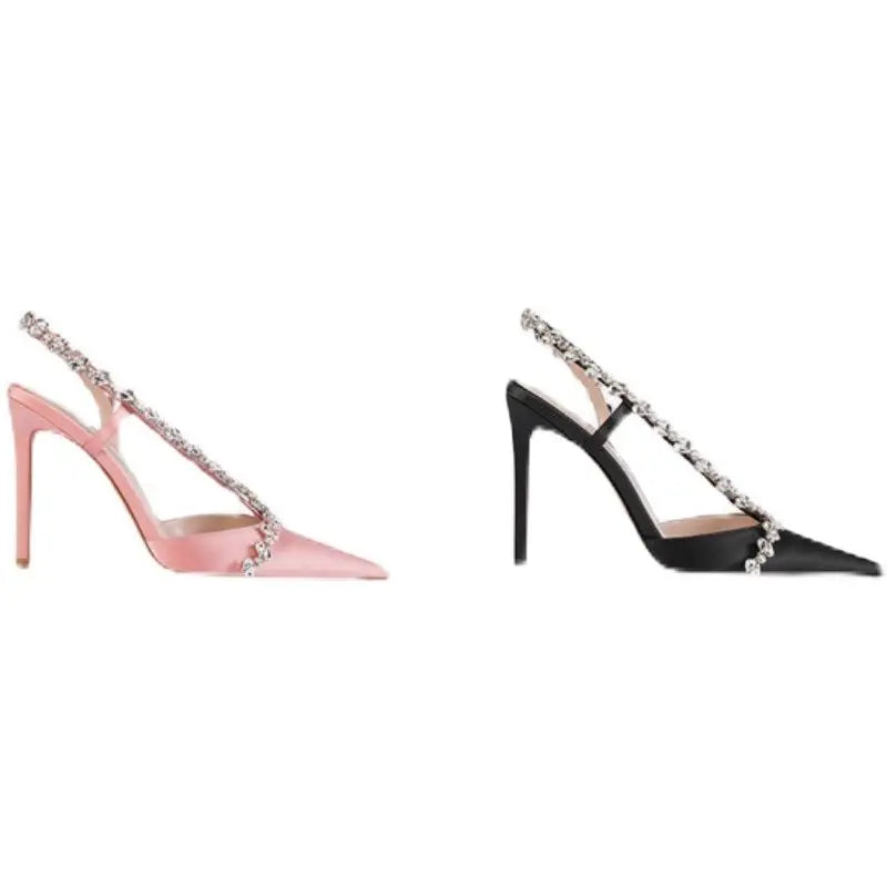 Sandales à strass en tissu de soie pour femmes