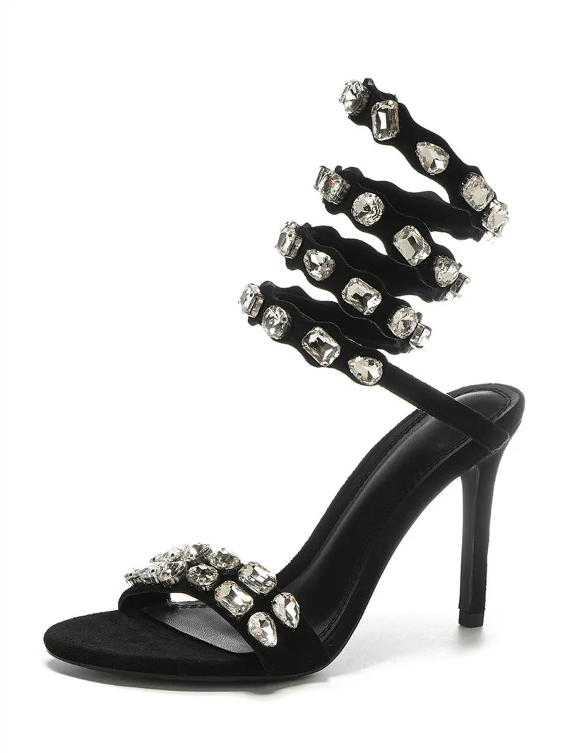 Star style luxe cristal embelli Wraparound femmes sandales talons aiguilles