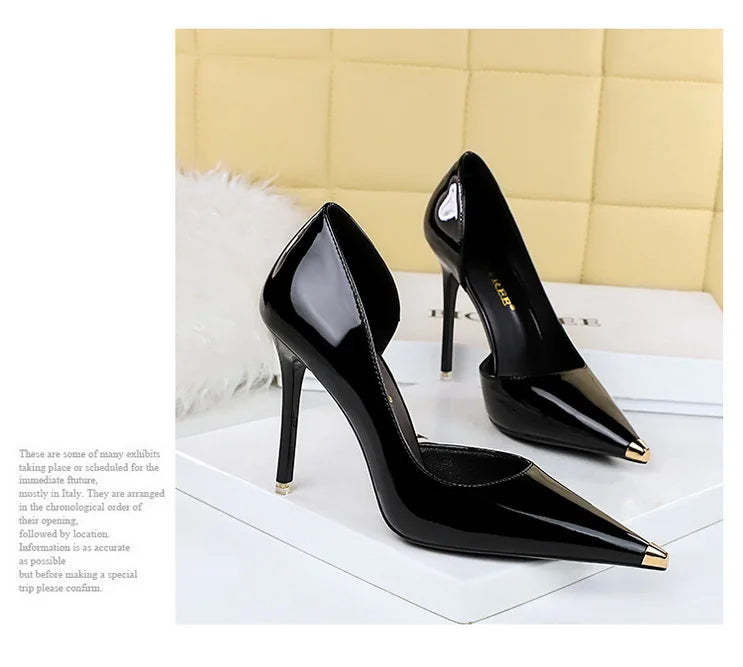 BIGTREE chaussures en cuir verni noir