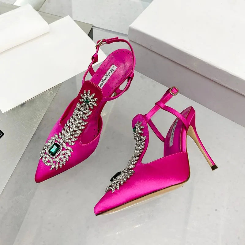 2025 luxe femmes talons hauts strass pointu mariage luxe tapis rouge