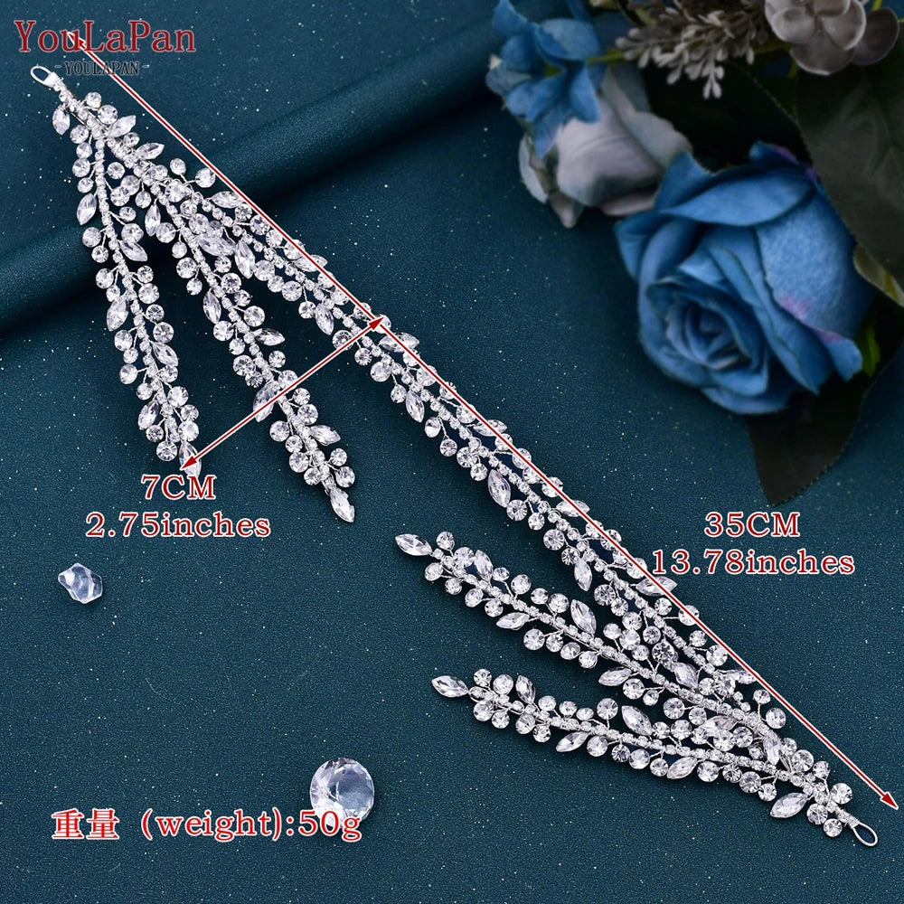 YouLaPan – accessoires de cheveux de mariage brillants, bijoux diadème de mariée pour femme, bandeau en strass, couvre-chef pour spectacle, HP496