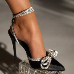 Designer papillon-noeud cristal boucle sangle femmes