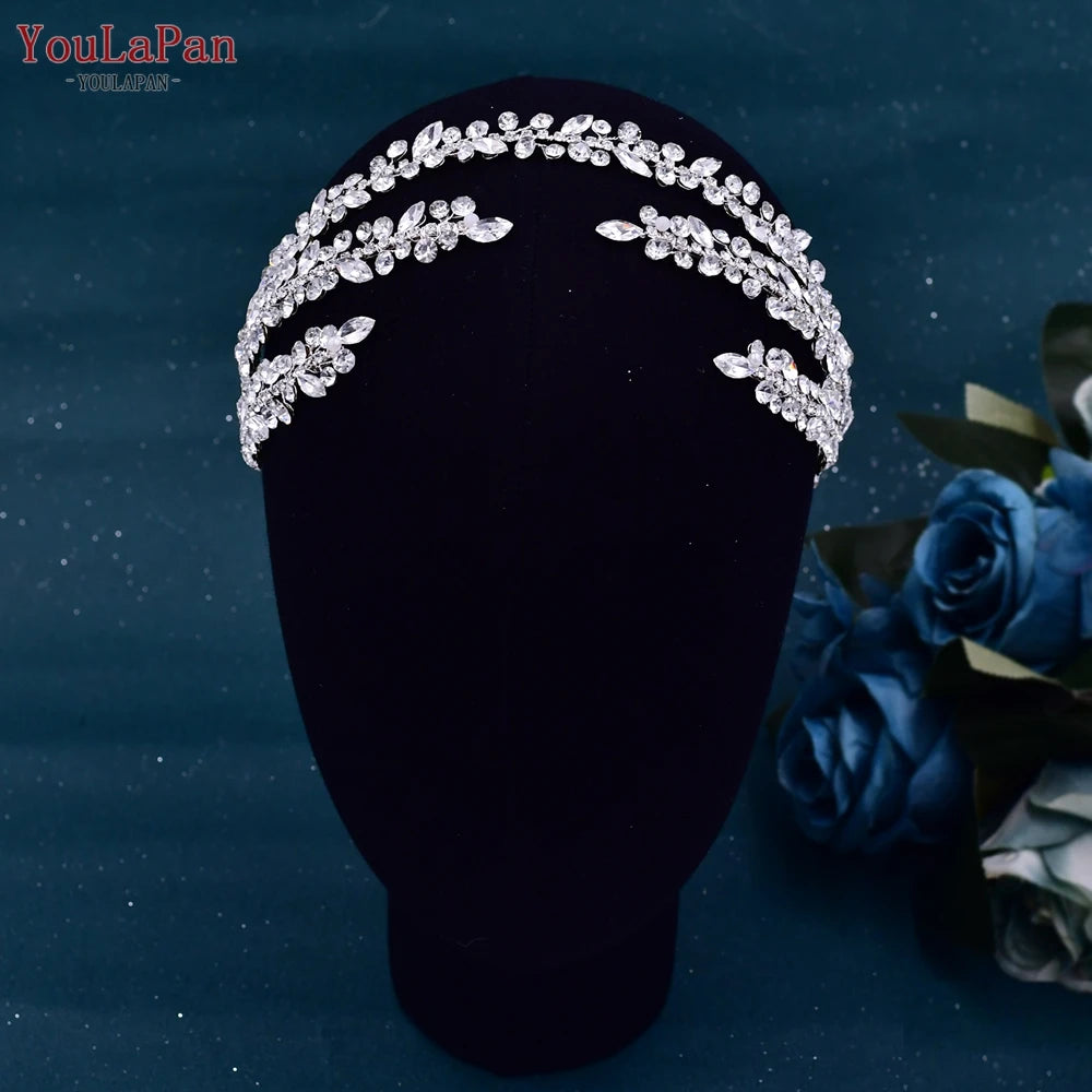 YouLaPan – accessoires de cheveux de mariage brillants, bijoux diadème de mariée pour femme, bandeau en strass, couvre-chef pour spectacle, HP496