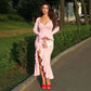 Sibybo volants col en V moulante robe Maxi