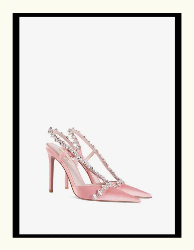 Sandales à strass en tissu de soie pour femmes