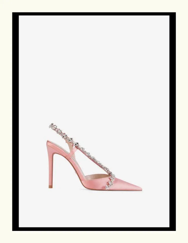 Sandales à strass en tissu de soie pour femmes