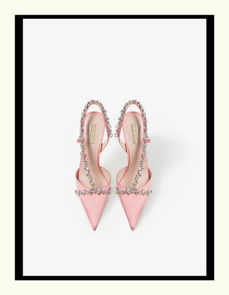 Sandales à strass en tissu de soie pour femmes