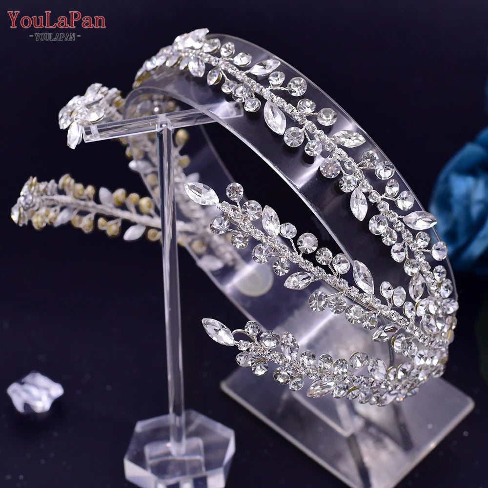 YouLaPan – accessoires de cheveux de mariage brillants, bijoux diadème de mariée pour femme, bandeau en strass, couvre-chef pour spectacle, HP496