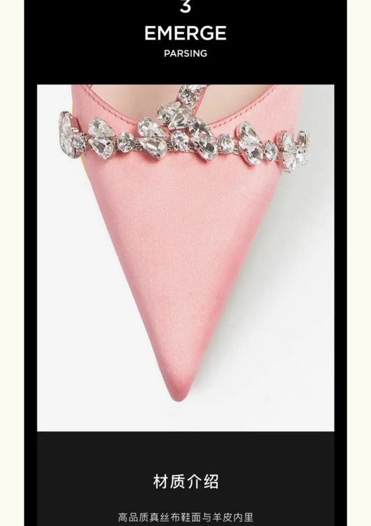 Sandales à strass en tissu de soie pour femmes