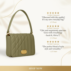 Iris Shoulder Bag Banner with Customer Testimonials