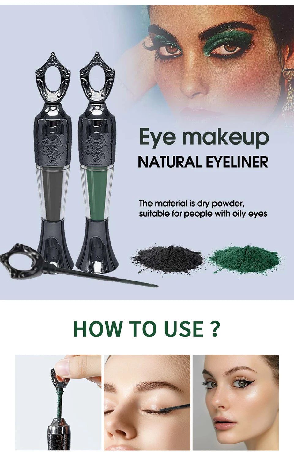 Kohl-Uzun ömürlü toz eyeliner, doğal makyaj, Arapça